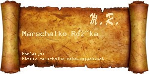 Marschalko Réka névjegykártya